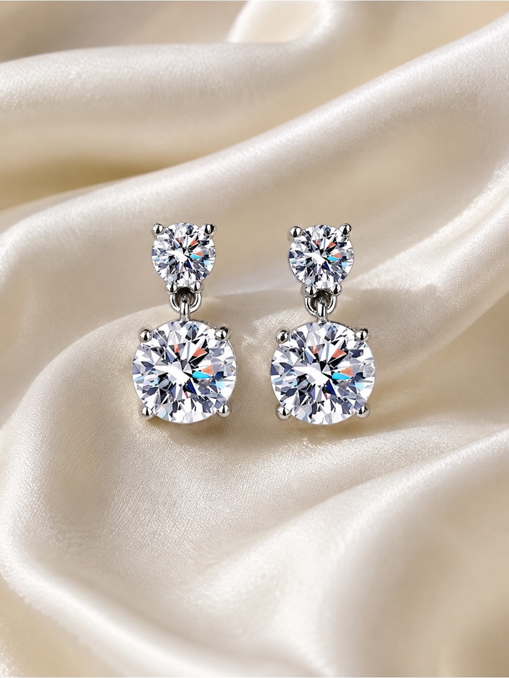 Diamond Drop Earrings - Picture 2 of 4
